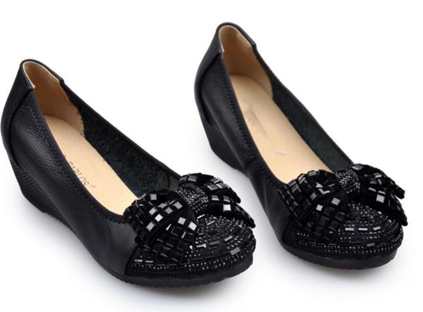 send 2018 in the spring and autumn middle heel slope heel round head bowknot women's shoes, Black
send 2018 in the spring and autumn middle heel slope heel round head bowknot women's shoes, Black