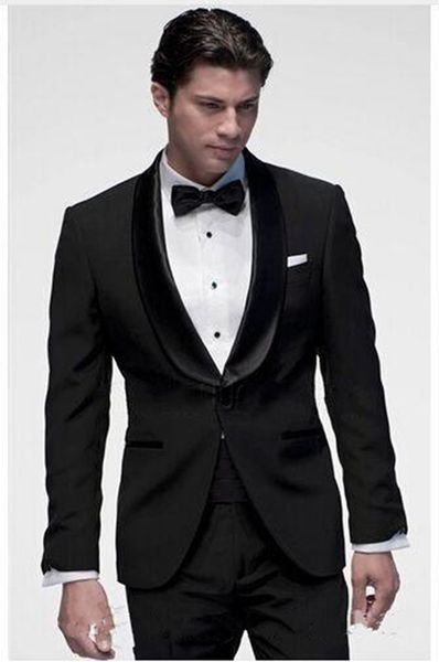 2018 custom made black groom tuxedos two pieces shawl lapel groomsmen suit mens wedding suits (jacket+pants+tie), Black;gray
2018 custom made black groom tuxedos two pieces shawl lapel groomsmen suit mens wedding suits (jacket+pants+tie), Black;gray