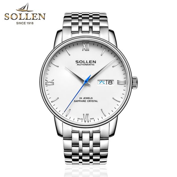 sollen 9020 new business men sapphire mirror stainless steel leather watch double calendar waterproof automatic mechanical watch, Slivery;brown
sollen 9020 new business men sapphire mirror stainless steel leather watch double calendar waterproof automatic mechanical watch, Slivery;brown