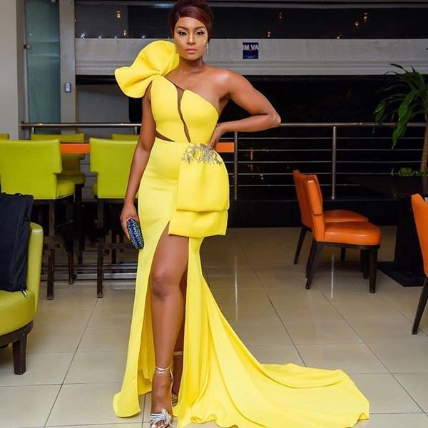 attractive split long prom dress charming one shoulder sleeveless bow applique formal evening gowns south african mermaid party gowns, Black
attractive split long prom dress charming one shoulder sleeveless bow applique formal evening gowns south african mermaid party gowns, Black