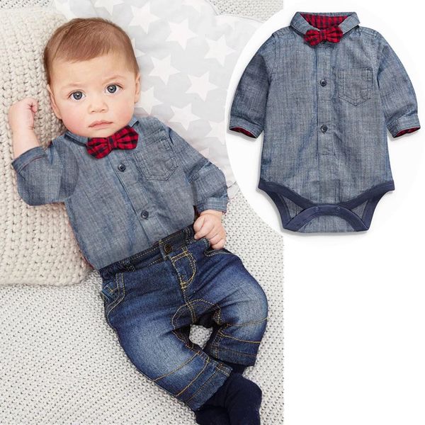 baby boy clothes newborn kids clothing sets cotton gentleman suit grey romper with bow + jeans 2pcs boutique boys suit toddler boys clothing, White
baby boy clothes newborn kids clothing sets cotton gentleman suit grey romper with bow + jeans 2pcs boutique boys suit toddler boys clothing, White