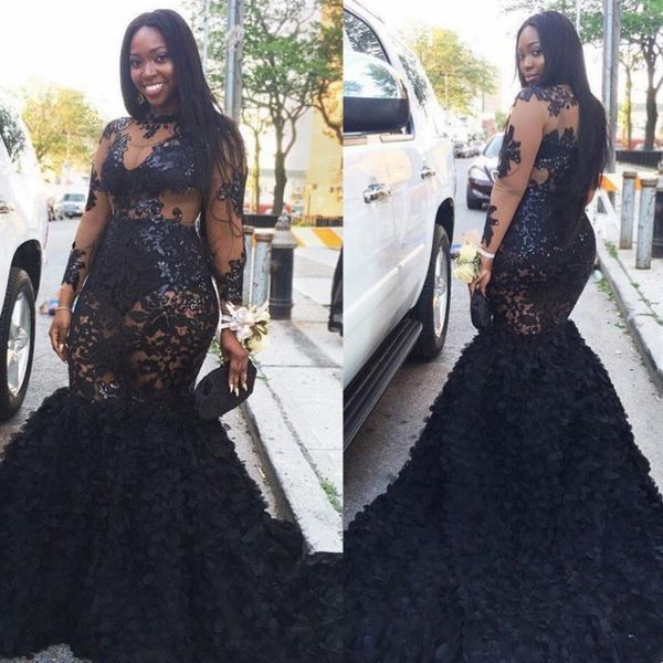 black plus size mermaid prom dresses sequined evening gowns with sheer long sleeves formal dress 3d flowers
black plus size mermaid prom dresses sequined evening gowns with sheer long sleeves formal dress 3d flowers