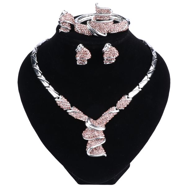 fashion african women silver color wedding jewelry sets dubai vintage crystal necklaces bracelet ring earrings jewellery, Black
fashion african women silver color wedding jewelry sets dubai vintage crystal necklaces bracelet ring earrings jewellery, Black
