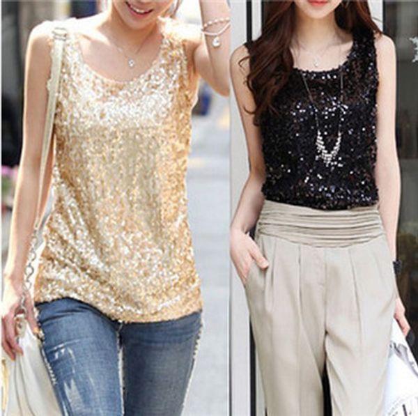 new summer lady plus size shirt shining vest bling sequin tank women sleeveless basic t shirts casual camisole, Black;white
new summer lady plus size shirt shining vest bling sequin tank women sleeveless basic t shirts casual camisole, Black;white