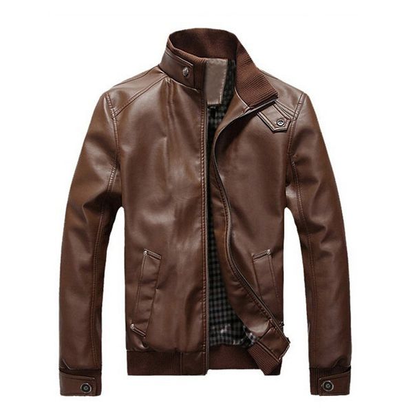 wholesale- mens stand collar faux leather jackets autumn winter pu motorcycle jackets slim coat overcoat slim zipper outerwear 2j0001, Black
wholesale- mens stand collar faux leather jackets autumn winter pu motorcycle jackets slim coat overcoat slim zipper outerwear 2j0001, Black