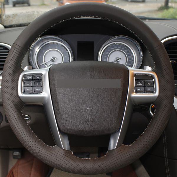 dark brown genuine leather car steering wheel cover for chrysler 300c 200 grand voyager 2011-2014
dark brown genuine leather car steering wheel cover for chrysler 300c 200 grand voyager 2011-2014
