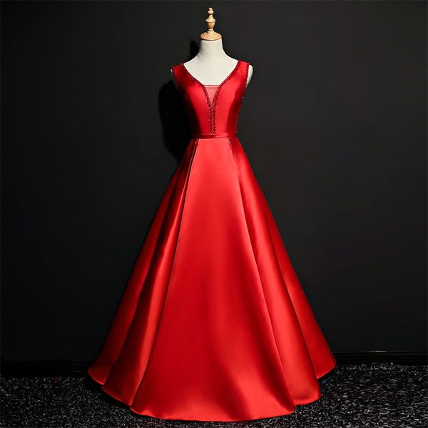 beaded satin evening dress burgundy red 2018 long evening gowns lace up party dresses floor length, Black;red
beaded satin evening dress burgundy red 2018 long evening gowns lace up party dresses floor length, Black;red
