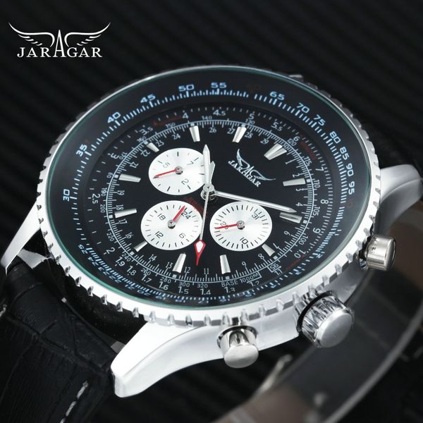jaragar sport auto mechanical watch men leather strap 6 hands white 3 sub-dials fashion design wrist watches relogio masculino, Slivery;brown
jaragar sport auto mechanical watch men leather strap 6 hands white 3 sub-dials fashion design wrist watches relogio masculino, Slivery;brown