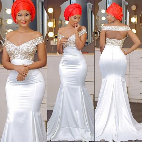 simple white mermaid prom dress with golden appliques off shoulder sleeveless zipper back 2018 prom dress satin long party gowns, Black
simple white mermaid prom dress with golden appliques off shoulder sleeveless zipper back 2018 prom dress satin long party gowns, Black