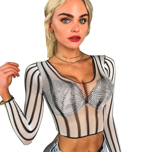 women crochet fishnet crop t-shirt 2018 summer long sleeve hollow out vintage t shirt party club cropped tees, White
women crochet fishnet crop t-shirt 2018 summer long sleeve hollow out vintage t shirt party club cropped tees, White