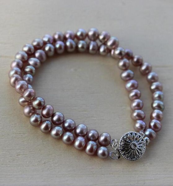 two row, bracelet, 5-6mm light hand freshwater pearl, Golden;silver