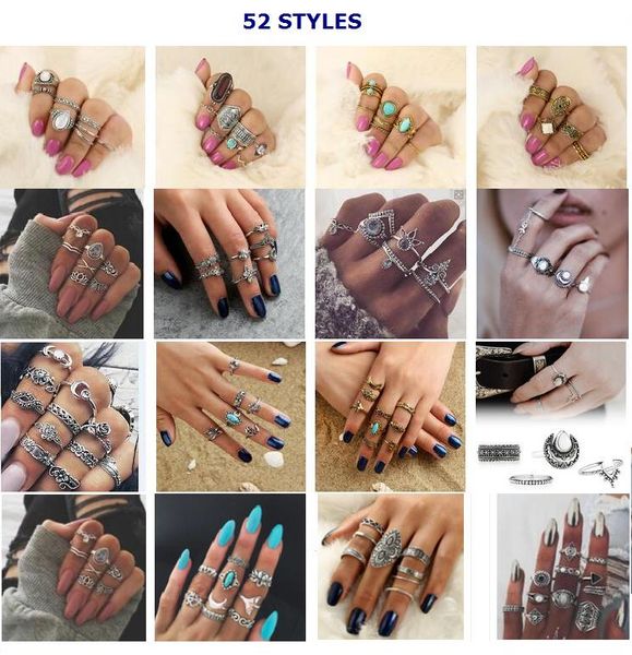 52 styles antique classic hollow out different pattern carved women rings set ladies anti-silver rings retro new jewelry
52 styles antique classic hollow out different pattern carved women rings set ladies anti-silver rings retro new jewelry