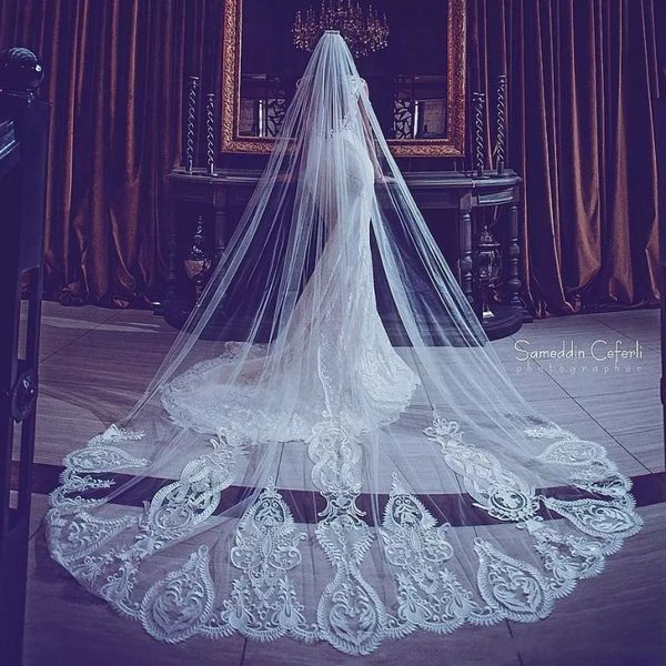 luxurious lace applique wedding veils 3m one layer cathedral length custom made bridal veil, Black
luxurious lace applique wedding veils 3m one layer cathedral length custom made bridal veil, Black