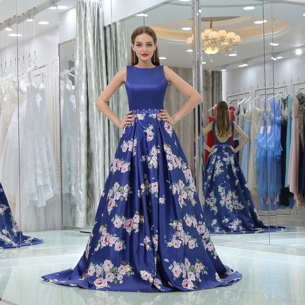 elegant blue evening dresses backless sweep train floral printing long prom dress elegant mother's dress 2018, Black;red
elegant blue evening dresses backless sweep train floral printing long prom dress elegant mother's dress 2018, Black;red