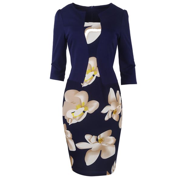 women fall one piece patchwork floral print elegant business party formal office plus size bodycon pencil work dresses, Black;gray
women fall one piece patchwork floral print elegant business party formal office plus size bodycon pencil work dresses, Black;gray