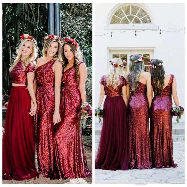 Burgundy Sequined Long Bridesmaid Dresses Custom Bridesmaid Dresses Country Style A Line Tulle Formal Wedding Party Guest Gowns
Burgundy Sequined Long Bridesmaid Dresses Custom Bridesmaid Dresses Country Style A Line Tulle Formal Wedding Party Guest Gowns