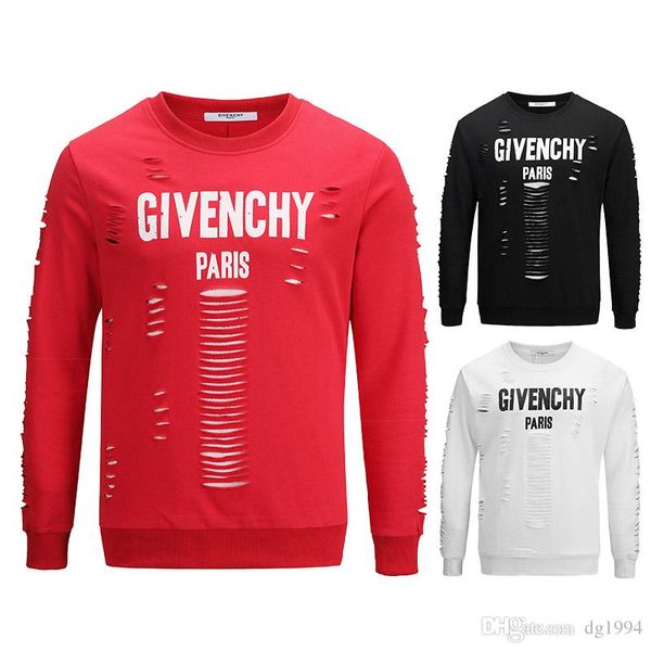 18 winter europe pari american black white red fa hion luxury broken hole weat hirt ca ual women men hooded hoodie treetwear 3 color
18 winter europe pari american black white red fa hion luxury broken hole weat hirt ca ual women men hooded hoodie treetwear 3 color