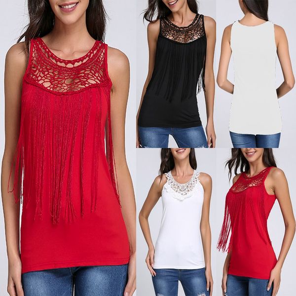 4 color celmia 2018 summer boho women tank sleeveless shirt casual o neck lace crochet tassel female plus size 3xl, White
4 color celmia 2018 summer boho women tank sleeveless shirt casual o neck lace crochet tassel female plus size 3xl, White