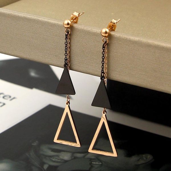 black earrings new steel ball hanging black triangle hollow triangle long earrings japan and south korea titanium steel rose gold earrings, Silver
black earrings new steel ball hanging black triangle hollow triangle long earrings japan and south korea titanium steel rose gold earrings, Silver