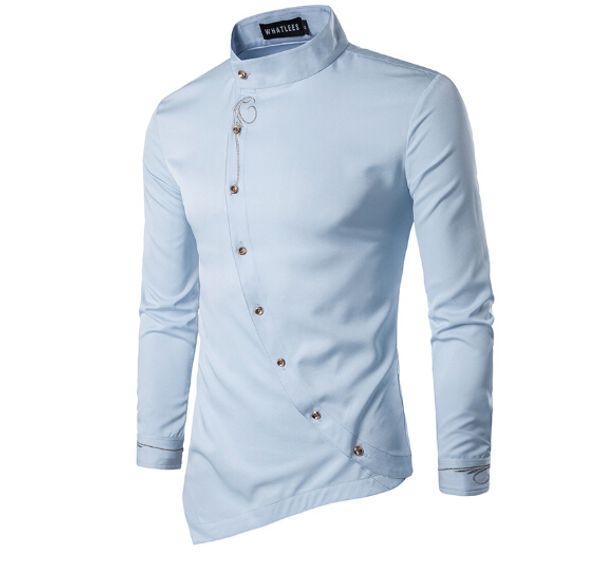 men's casual shirts mens print design solid color oblique single breasted long sleeved slim fashion t-shirt wear male irregular, White;black
men's casual shirts mens print design solid color oblique single breasted long sleeved slim fashion t-shirt wear male irregular, White;black