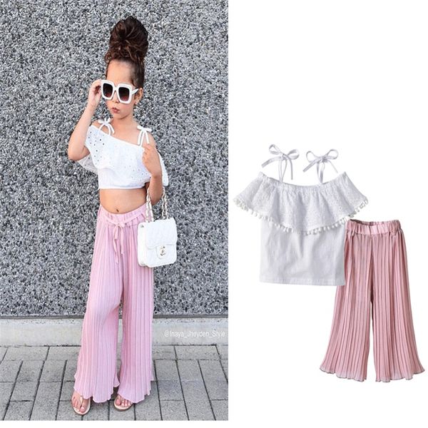 baby girls lace off shoulder ruffles pants sets tassels embroidered summer children clothing sets 2pcs/set, White
baby girls lace off shoulder ruffles pants sets tassels embroidered summer children clothing sets 2pcs/set, White