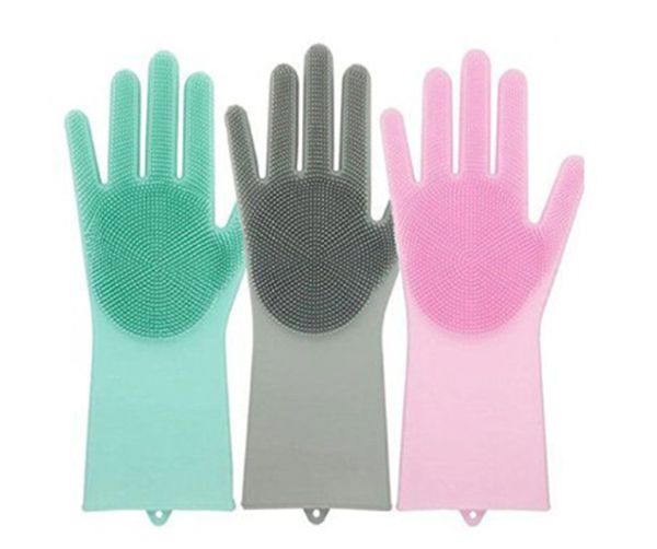 Magic Silicone Washing Dishes Gloves Scrubbing Gloves Sponge Dishwashing Dish Gloves Guantes Para Lavar Platos Drop Shipping