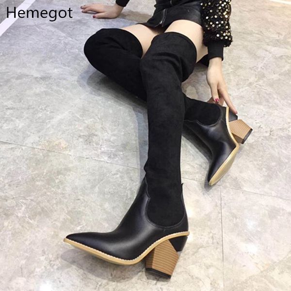 fashion new t show women long boots thigh high patchwork spike heel lady winter shoes slip on stretch fabric shoes, Black
fashion new t show women long boots thigh high patchwork spike heel lady winter shoes slip on stretch fabric shoes, Black
