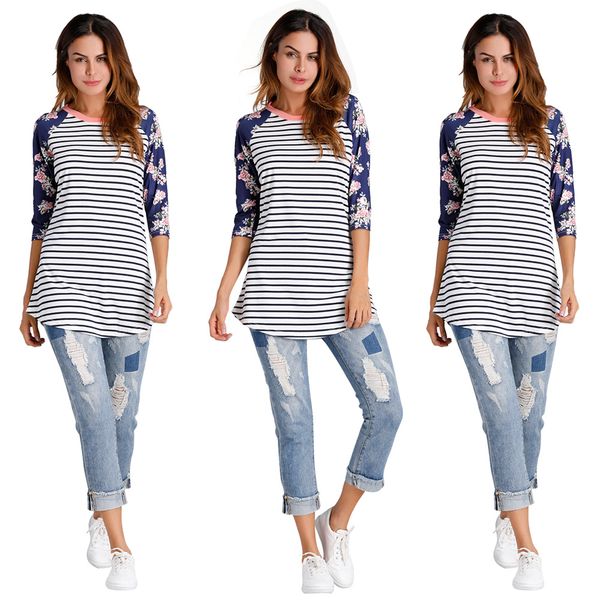 round neck sleeves striped digital print nightclub clothes women's t-shirt women's tees, White
round neck sleeves striped digital print nightclub clothes women's t-shirt women's tees, White
