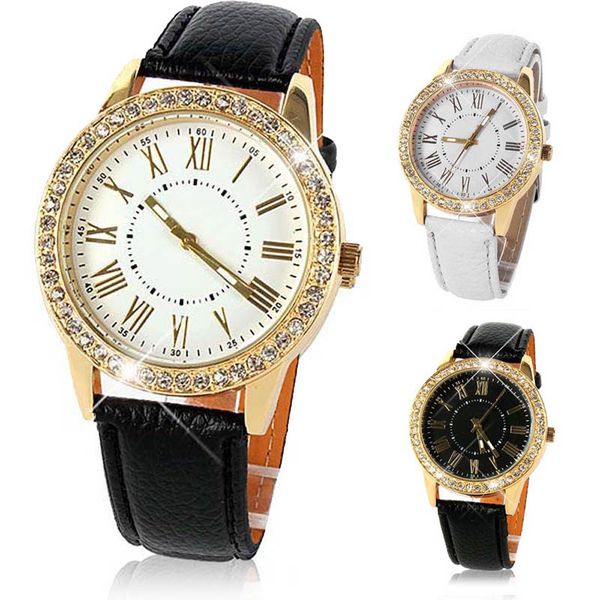 mens womens watches bling gold crystal women leather strap roman numerals quartz wrist watch women men, Slivery;brown
mens womens watches bling gold crystal women leather strap roman numerals quartz wrist watch women men, Slivery;brown