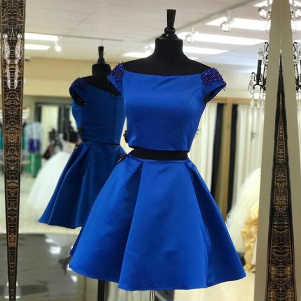 short evening party dresses 2018 jewel neck with sleeves a line two pieces beaded sequins satin prom homecoming cocktail dress gowns, Black;red
short evening party dresses 2018 jewel neck with sleeves a line two pieces beaded sequins satin prom homecoming cocktail dress gowns, Black;red