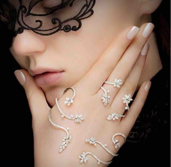solid silver fashion of fatima finger ring hand chain harness slave women new multi chain harness finger bangles for women, White
solid silver fashion of fatima finger ring hand chain harness slave women new multi chain harness finger bangles for women, White