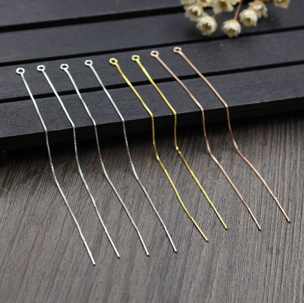 solid sterling silver fashion jewelry 3.5" long box chain ear thread earring findings loop ring women diy a1465
solid sterling silver fashion jewelry 3.5" long box chain ear thread earring findings loop ring women diy a1465