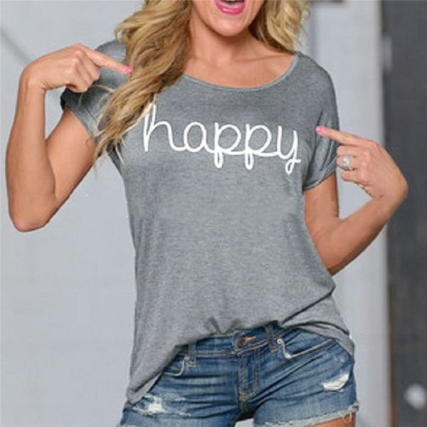 2017 fashion t-shirt women summer happy letter print t shirt women casual brand tee shirt femme lady clothing, White
2017 fashion t-shirt women summer happy letter print t shirt women casual brand tee shirt femme lady clothing, White