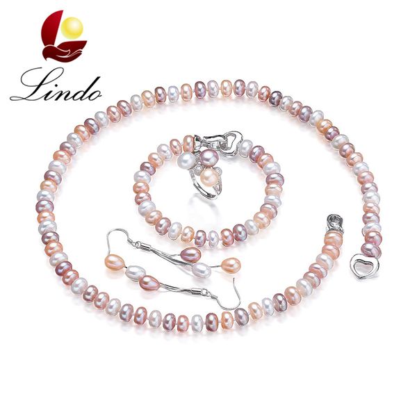 lindo 4 pcs real natural pearl jewelry sets for women fashion 925 sterling silver earrings ring bracelet necklace lowest price, Black
lindo 4 pcs real natural pearl jewelry sets for women fashion 925 sterling silver earrings ring bracelet necklace lowest price, Black