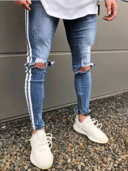 men striped holes biker jeans spring summer thin street jean pants long pencil pants slim fit, Blue
men striped holes biker jeans spring summer thin street jean pants long pencil pants slim fit, Blue