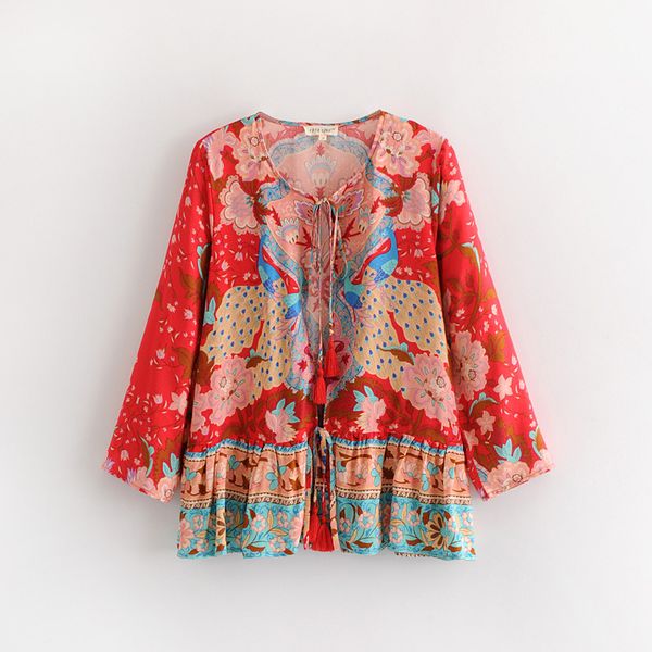 Euro Fashion Women Clothes Lady Stylish thin tie belt stitching Tassel Flower Print blouse Lady Sexy Top blouse
Euro Fashion Women Clothes Lady Stylish thin tie belt stitching Tassel Flower Print blouse Lady Sexy Top blouse