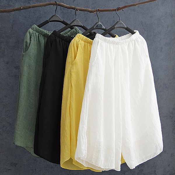 origoods summer wide leg pants women solid elastic waist cotton pants capris 2 layer original design cool wide leg trousers d066, Black;white
origoods summer wide leg pants women solid elastic waist cotton pants capris 2 layer original design cool wide leg trousers d066, Black;white