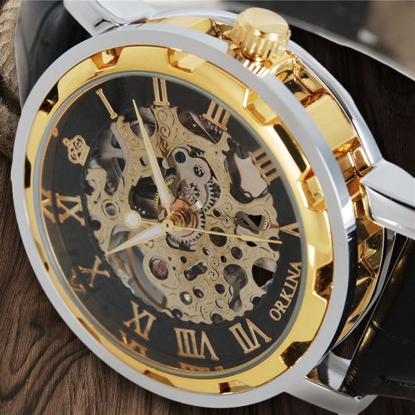 mg orkina brand mechanical watch skeleton mens wristwatch genuine leather roman numbers business kol saati erkek 2017, Slivery;brown
mg orkina brand mechanical watch skeleton mens wristwatch genuine leather roman numbers business kol saati erkek 2017, Slivery;brown