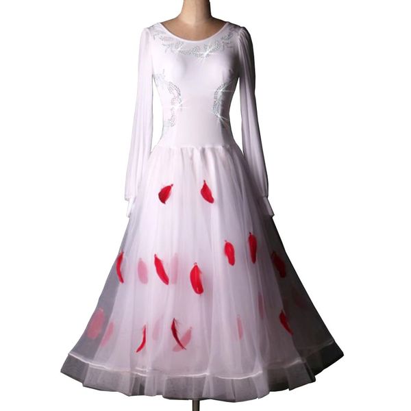 ballroom dance dress standard dance dresses ballroom dance competition dresses waltz d0064 long sleeve with real feathers big hem, Black;red
ballroom dance dress standard dance dresses ballroom dance competition dresses waltz d0064 long sleeve with real feathers big hem, Black;red