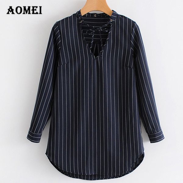 women shirt navy blue striped v neck bandage with eyelet casual girl fashion new arrival spring long sleeve blouse blusas, White
women shirt navy blue striped v neck bandage with eyelet casual girl fashion new arrival spring long sleeve blouse blusas, White