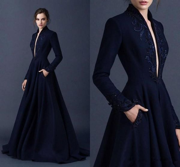 Elegant Long Evening Dresses Plunching V Neck Long Sleeves Embroidery Beaded Sweep Train Formal Party Prom Gowns Dresses With Pocket BA9490
Elegant Long Evening Dresses Plunching V Neck Long Sleeves Embroidery Beaded Sweep Train Formal Party Prom Gowns Dresses With Pocket BA9490