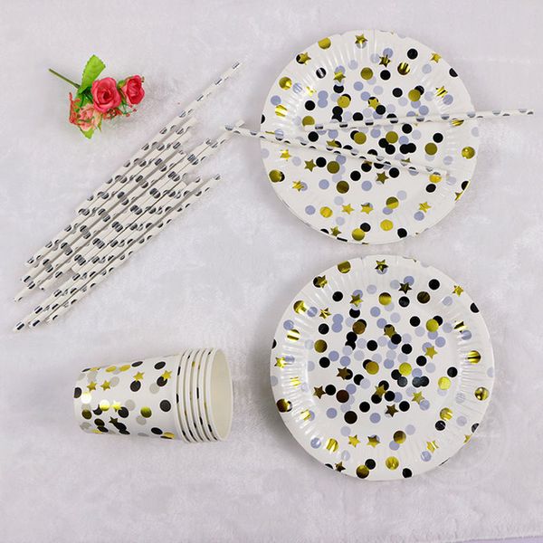 eco-friendly 45pcs gold black dot with gold stardinner paper plates drinking straw paper cup foil silver party decor supplies tableware
eco-friendly 45pcs gold black dot with gold stardinner paper plates drinking straw paper cup foil silver party decor supplies tableware