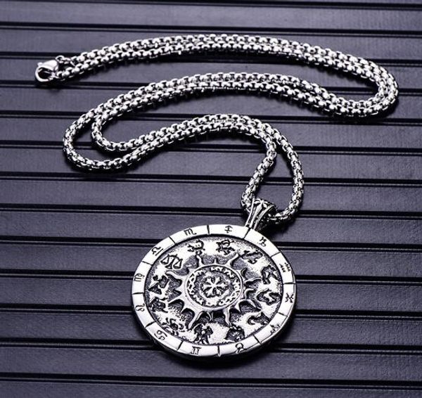 europe and the united states men's stainless steel 12 hornet compass necklace vintage sunflowers round jewelry sales fashion accessorie, Silver
europe and the united states men's stainless steel 12 hornet compass necklace vintage sunflowers round jewelry sales fashion accessorie, Silver