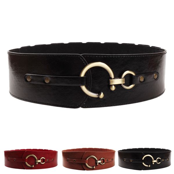 women belt for dress fashion decorative elastic girdle hooks vintage wide waist leather belts for women cinturon mujer riem a9, Black;brown
women belt for dress fashion decorative elastic girdle hooks vintage wide waist leather belts for women cinturon mujer riem a9, Black;brown