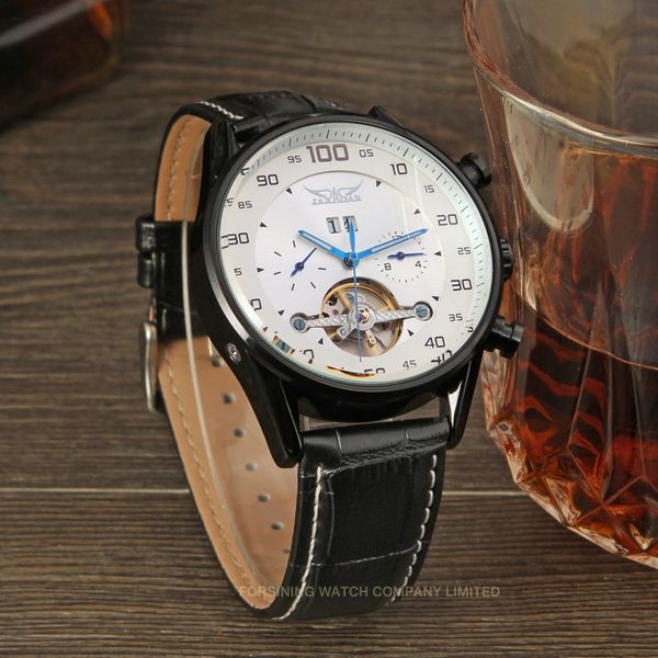 jaragar leather strap blue pointers male wristwatch automatic mechanical auto date day function watches men, Slivery;brown
jaragar leather strap blue pointers male wristwatch automatic mechanical auto date day function watches men, Slivery;brown