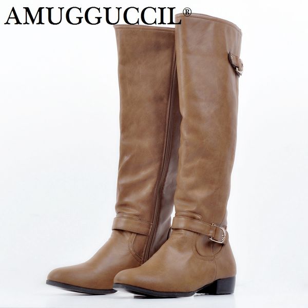 2018 new plus big size 34-52 brown buckle zip knee high spring autumn girl lady females womens boots x1638, Black
2018 new plus big size 34-52 brown buckle zip knee high spring autumn girl lady females womens boots x1638, Black