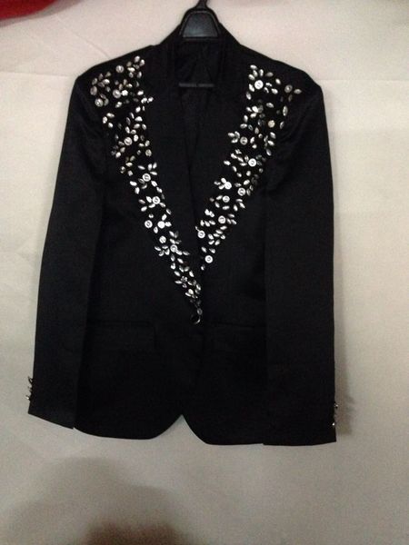100%real mens black lace embroidery rhinestone beading tuxedo jacket/event/stage performance/can customs size, White;black
100%real mens black lace embroidery rhinestone beading tuxedo jacket/event/stage performance/can customs size, White;black