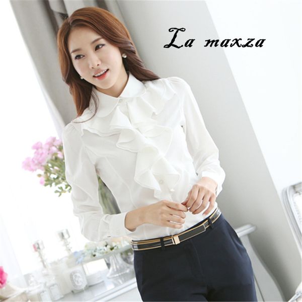 new 2018 autumn women shirts casual korean style ruffle office formal fashion slim shirt, White
new 2018 autumn women shirts casual korean style ruffle office formal fashion slim shirt, White