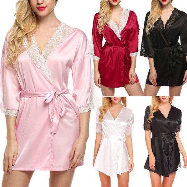 women lingerie robe ladies half sleeve v-neck silk lace robe dress high waist lace-up mini nightdress sleepwear solid color, Black;red
women lingerie robe ladies half sleeve v-neck silk lace robe dress high waist lace-up mini nightdress sleepwear solid color, Black;red