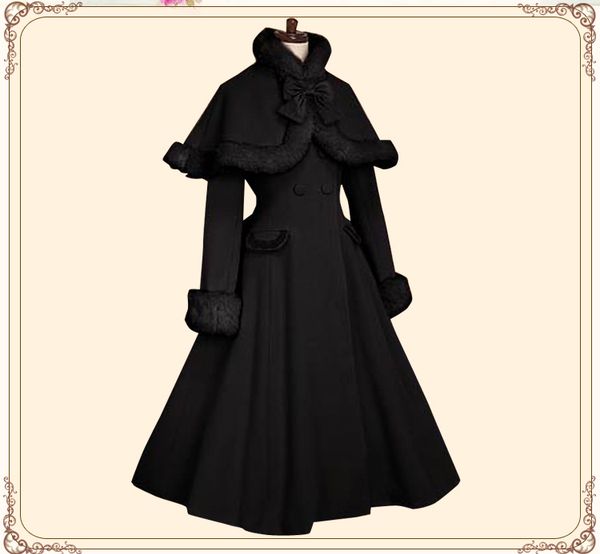 exclusive fashion neo-ludwig classical lolita scallop wave thick wool coat&fine fur bow scarf handmade, Black;red
exclusive fashion neo-ludwig classical lolita scallop wave thick wool coat&fine fur bow scarf handmade, Black;red